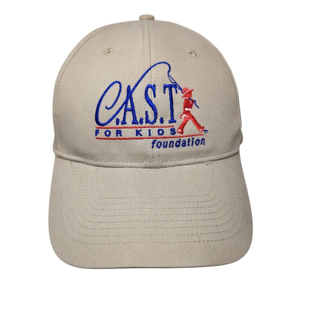 CAST For Kids Foundation Strapback Hat Tan One Size Adjustable Embroidered KC